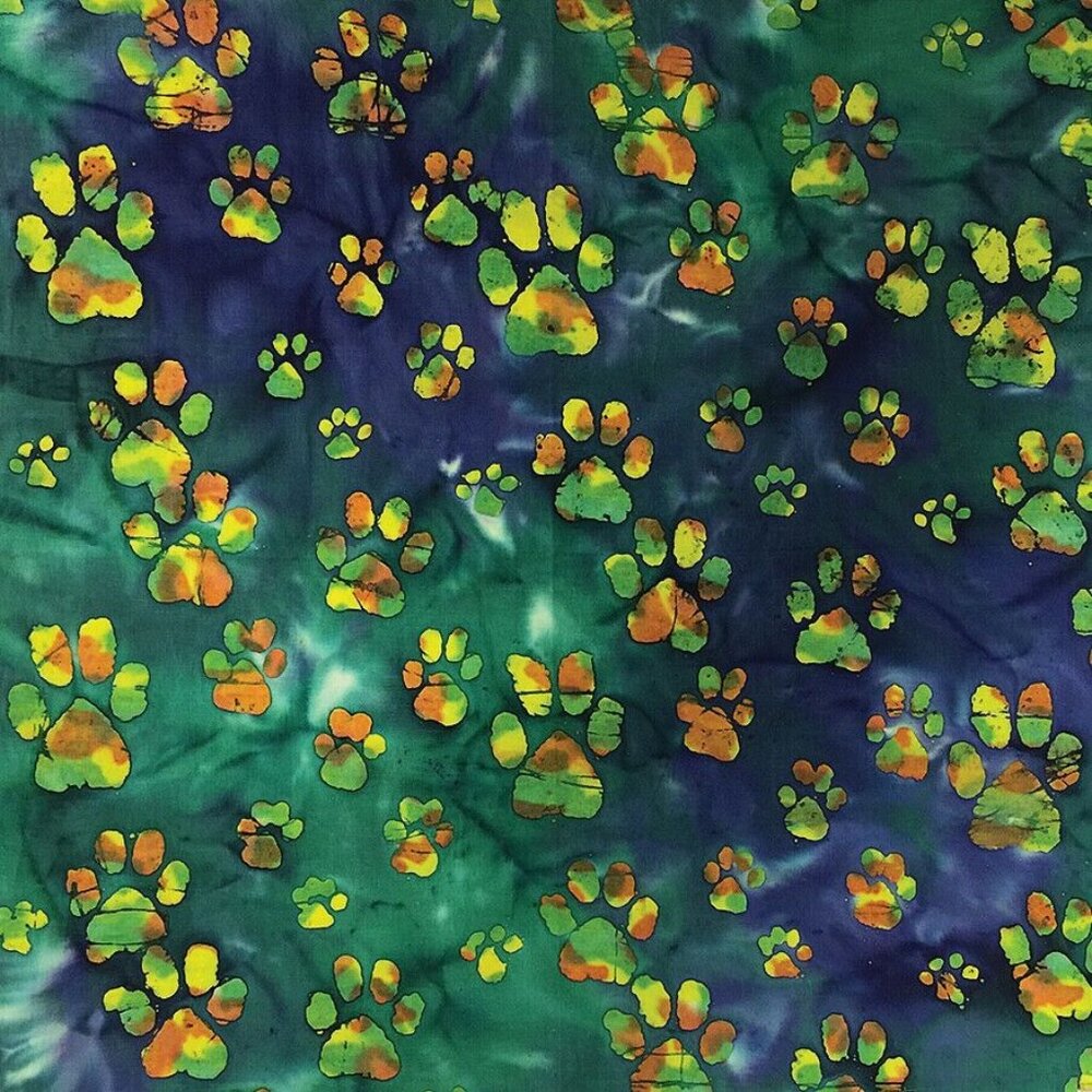 Batik-Paws Bandana Blue, Green, Yellow, dog, craft, costume, kids, adult NEW